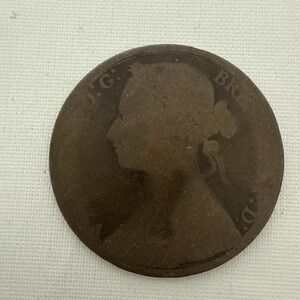 1875 VICTORIA D:G: BRITT REG: F:D:‎ One Penny Coin